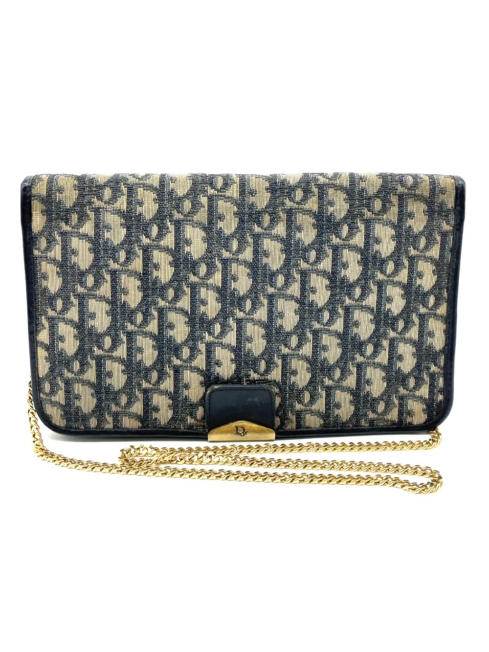 Dior Monogram Canvas Clutch/ Crossbody in Navy and Beige